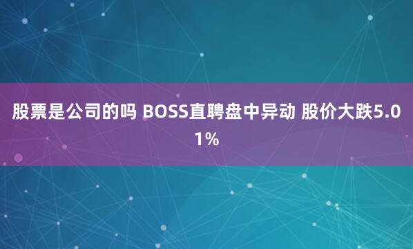 股票是公司的吗 BOSS直聘盘中异动 股价大跌5.01%
